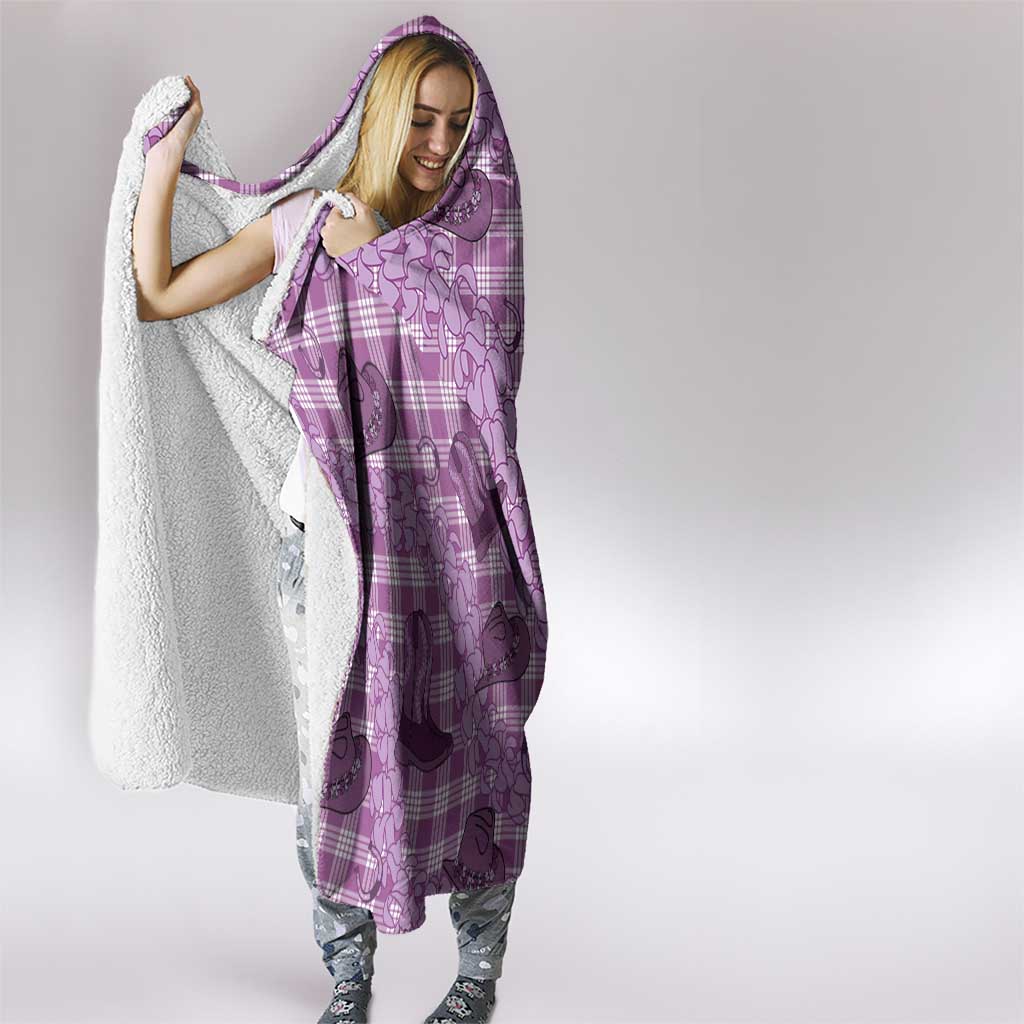 Purple Palaka Hawaii Cowboy Hooded Blanket Puakenikeni Lei Paniolo Papale Seamless Vibes LT14 - Polynesian Pride