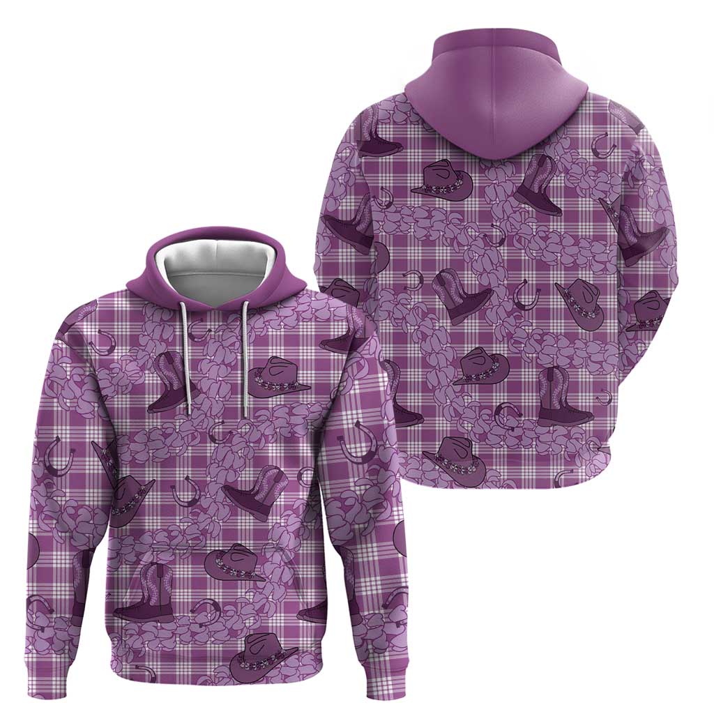 Purple Palaka Hawaii Cowboy Hoodie Puakenikeni Lei Paniolo Papale Seamless Vibes LT14 - Polynesian Pride