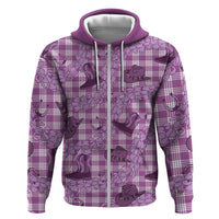 Purple Palaka Hawaii Cowboy Hoodie Puakenikeni Lei Paniolo Papale Seamless Vibes LT14 Zip Hoodie Purple - Polynesian Pride