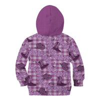 Purple Palaka Hawaii Cowboy Kid Hoodie Puakenikeni Lei Paniolo Papale Seamless Vibes LT14 - Polynesian Pride