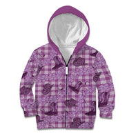 Purple Palaka Hawaii Cowboy Kid Hoodie Puakenikeni Lei Paniolo Papale Seamless Vibes LT14 Zip Hoodie Purple - Polynesian Pride