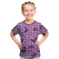 Purple Palaka Hawaii Cowboy Kid T Shirt Puakenikeni Lei Paniolo Papale Seamless Vibes LT14 Purple - Polynesian Pride
