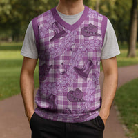 Purple Palaka Hawaii Cowboy Christmas Knitted V-Neck Vest Puakenikeni Lei Paniolo Papale Seamless Vibes LT14 - Polynesian Pride