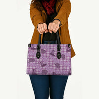 Purple Palaka Hawaii Cowboy Leather Bag Puakenikeni Lei Paniolo Papale Seamless Vibes LT14 - Polynesian Pride