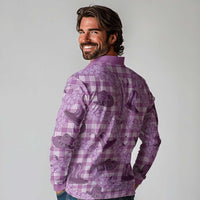 Purple Palaka Hawaii Cowboy Long Sleeve Polo Shirt Puakenikeni Lei Paniolo Papale Seamless Vibes LT14 - Polynesian Pride