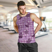 Purple Palaka Hawaii Cowboy Men Tank Top Puakenikeni Lei Paniolo Papale Seamless Vibes LT14 Purple - Polynesian Pride
