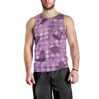 Purple Palaka Hawaii Cowboy Men Tank Top Puakenikeni Lei Paniolo Papale Seamless Vibes LT14 - Polynesian Pride