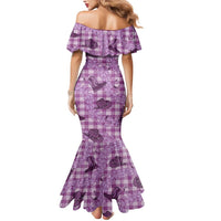 Purple Palaka Hawaii Cowboy Mermaid Dress Puakenikeni Lei Paniolo Papale Seamless Vibes LT14 - Polynesian Pride