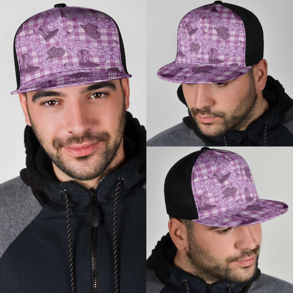 Purple Palaka Hawaii Cowboy Mesh Trucker Cap Puakenikeni Lei Paniolo Papale Seamless Vibes LT14 - Polynesian Pride