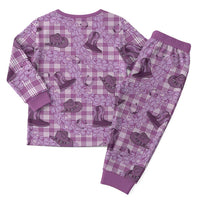 Purple Palaka Hawaii Cowboy Christmas Pajama Set Puakenikeni Lei Paniolo Papale Seamless Vibes LT14 - Polynesian Pride