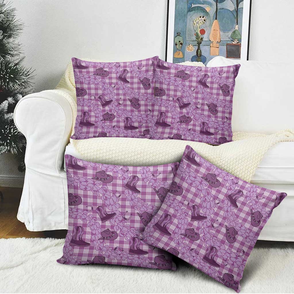 Purple Palaka Hawaii Cowboy Pillow Cover Puakenikeni Lei Paniolo Papale Seamless Vibes LT14 - Polynesian Pride