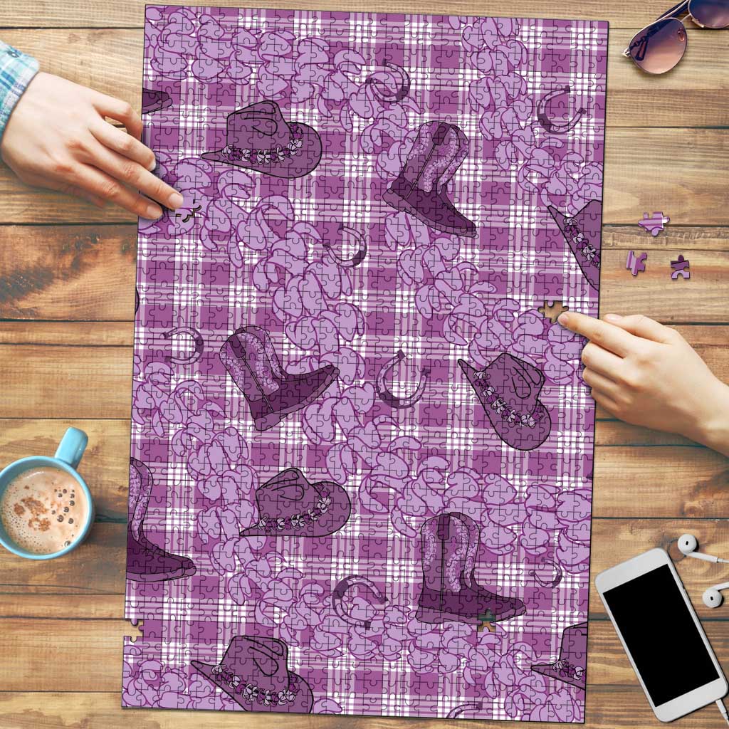 Purple Palaka Hawaii Cowboy Puzzle Puakenikeni Lei Paniolo Papale Seamless Vibes LT14 Purple - Polynesian Pride