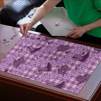 Purple Palaka Hawaii Cowboy Puzzle Puakenikeni Lei Paniolo Papale Seamless Vibes LT14 - Polynesian Pride