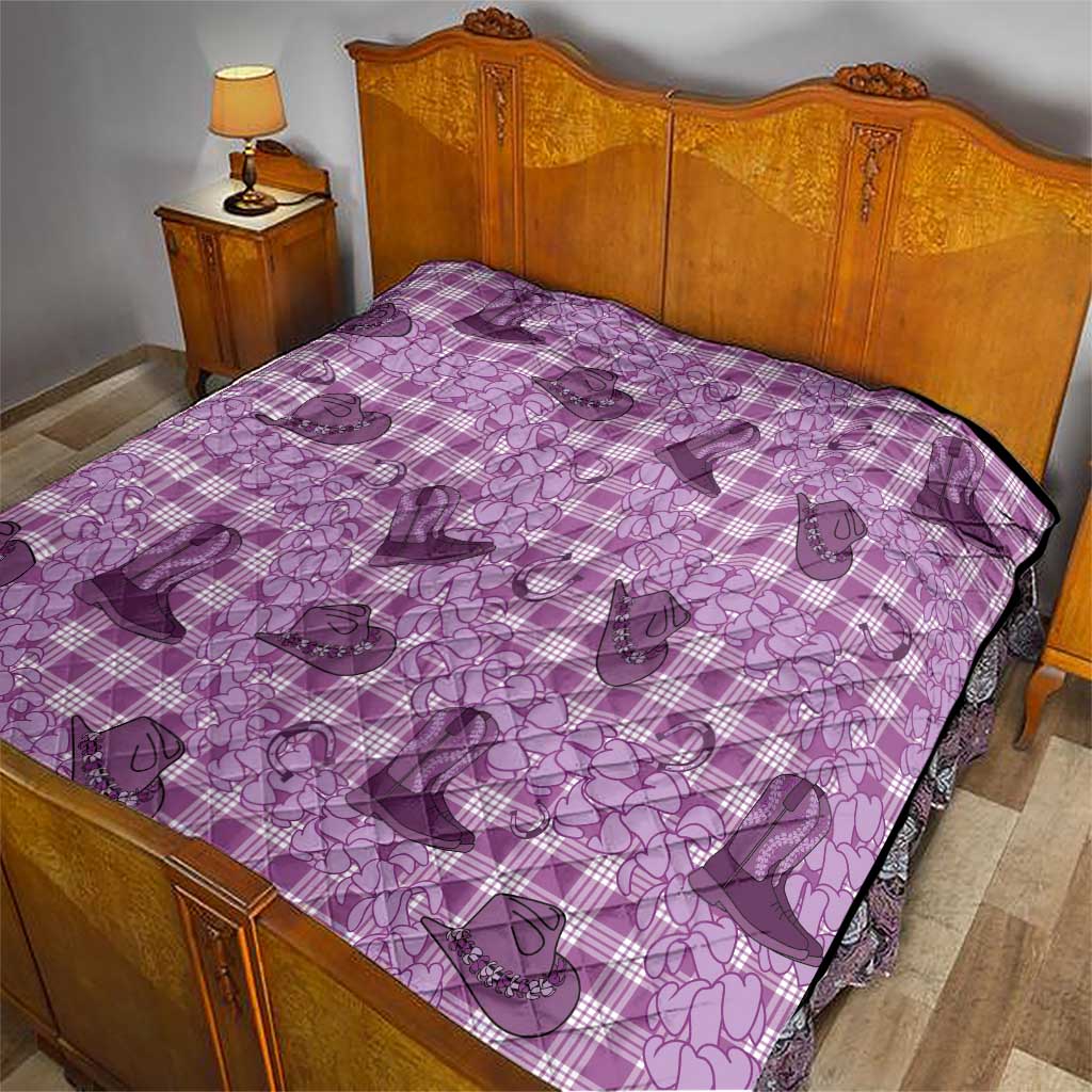 Purple Palaka Hawaii Cowboy Quilt Puakenikeni Lei Paniolo Papale Seamless Vibes LT14 - Polynesian Pride