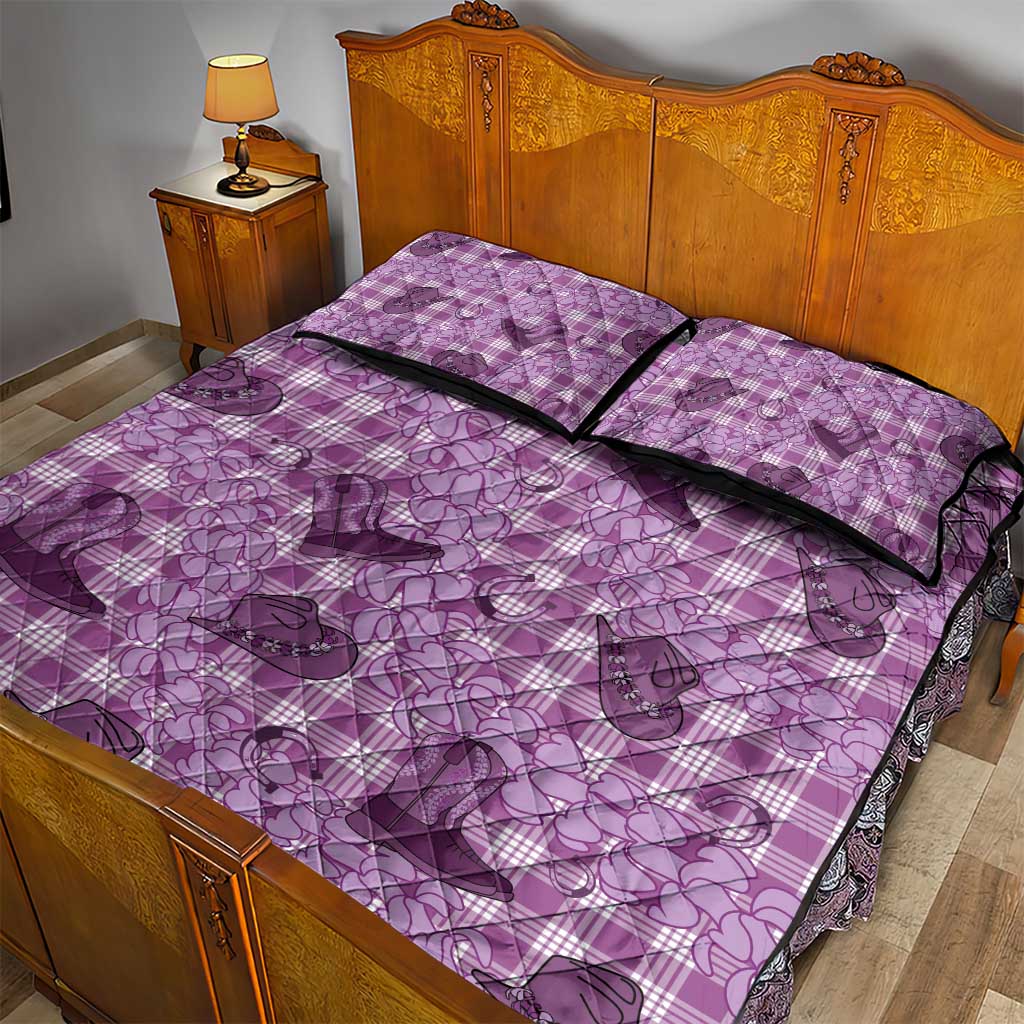 Purple Palaka Hawaii Cowboy Quilt Bed Set Puakenikeni Lei Paniolo Papale Seamless Vibes LT14 - Polynesian Pride