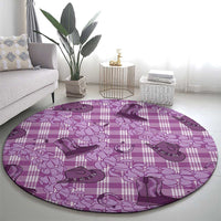 Purple Palaka Hawaii Cowboy Round Carpet Puakenikeni Lei Paniolo Papale Seamless Vibes LT14 - Polynesian Pride
