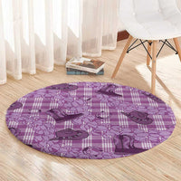 Purple Palaka Hawaii Cowboy Round Carpet Puakenikeni Lei Paniolo Papale Seamless Vibes LT14 - Polynesian Pride
