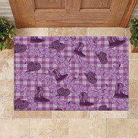 Purple Palaka Hawaii Cowboy Rubber Doormat Puakenikeni Lei Paniolo Papale Seamless Vibes LT14 Purple - Polynesian Pride