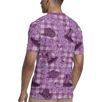 Purple Palaka Hawaii Cowboy Rugby Jersey Puakenikeni Lei Paniolo Papale Seamless Vibes LT14 - Polynesian Pride