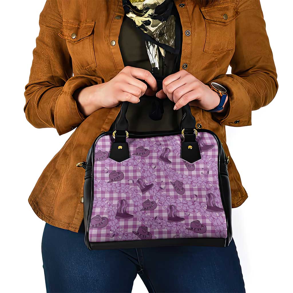 Purple Palaka Hawaii Cowboy Shoulder Handbag Puakenikeni Lei Paniolo Papale Seamless Vibes LT14 - Polynesian Pride