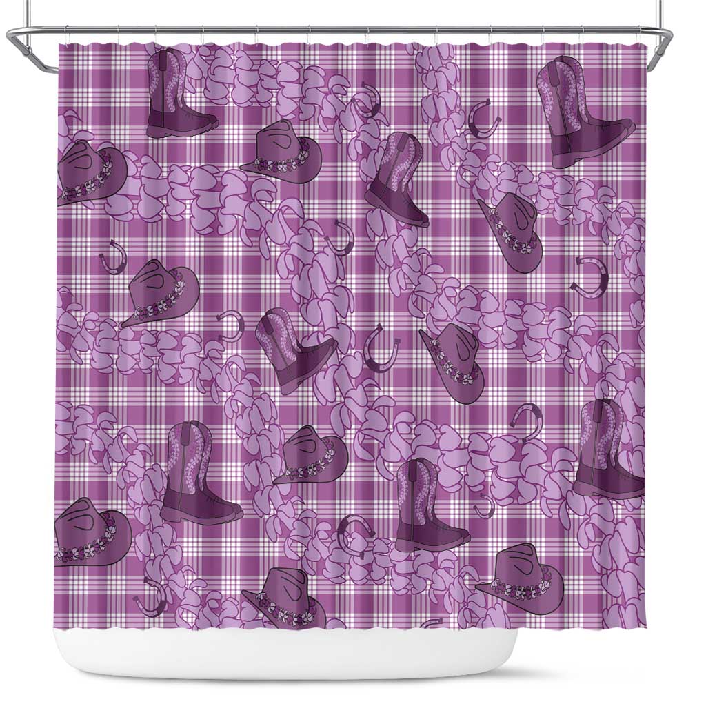 Purple Palaka Hawaii Cowboy Shower Curtain Puakenikeni Lei Paniolo Papale Seamless Vibes LT14 Purple - Polynesian Pride