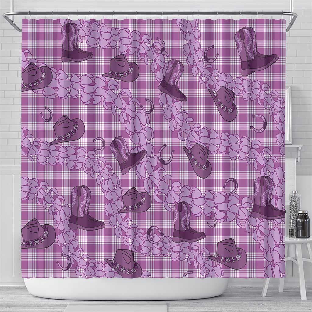 Purple Palaka Hawaii Cowboy Shower Curtain Puakenikeni Lei Paniolo Papale Seamless Vibes LT14 - Polynesian Pride