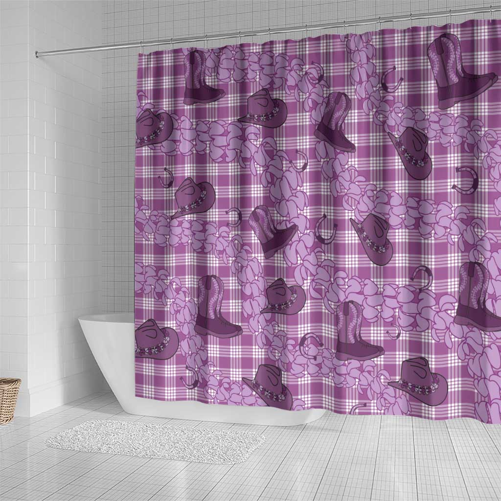 Purple Palaka Hawaii Cowboy Shower Curtain Puakenikeni Lei Paniolo Papale Seamless Vibes LT14 - Polynesian Pride
