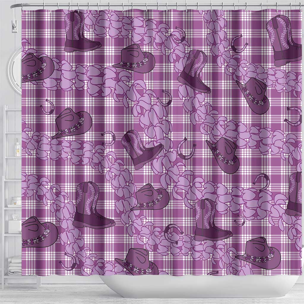 Purple Palaka Hawaii Cowboy Shower Curtain Puakenikeni Lei Paniolo Papale Seamless Vibes LT14 - Polynesian Pride