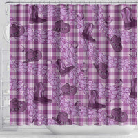 Purple Palaka Hawaii Cowboy Shower Curtain Puakenikeni Lei Paniolo Papale Seamless Vibes LT14 - Polynesian Pride