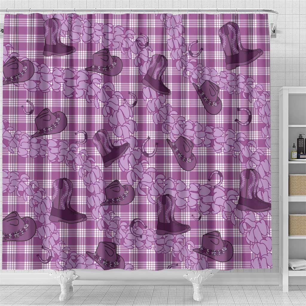 Purple Palaka Hawaii Cowboy Shower Curtain Puakenikeni Lei Paniolo Papale Seamless Vibes LT14 - Polynesian Pride