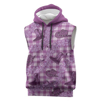 Purple Palaka Hawaii Cowboy Sleeveless Hoodie Puakenikeni Lei Paniolo Papale Seamless Vibes LT14 Purple - Polynesian Pride