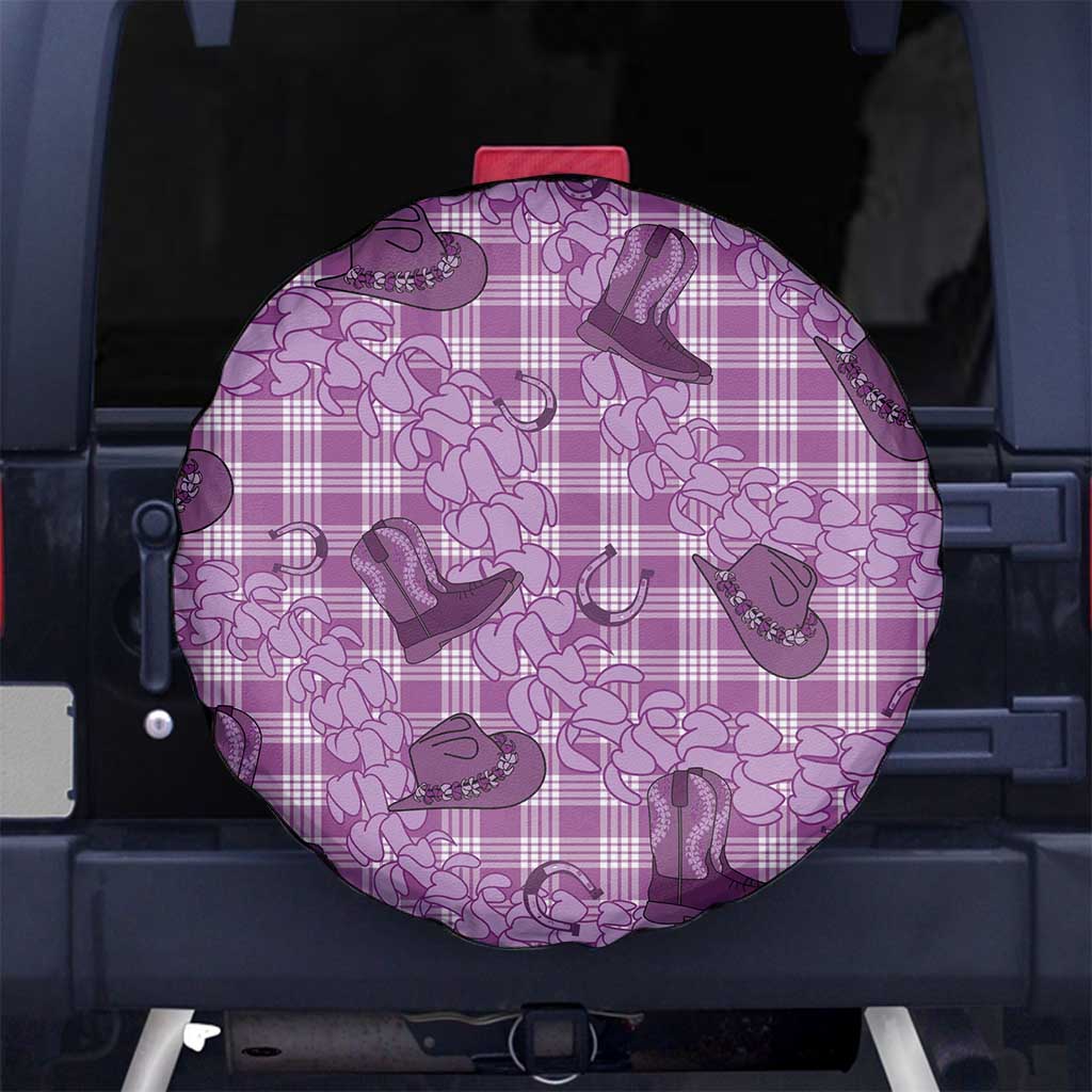 Purple Palaka Hawaii Cowboy Spare Tire Cover Puakenikeni Lei Paniolo Papale Seamless Vibes LT14 No hole Purple - Polynesian Pride