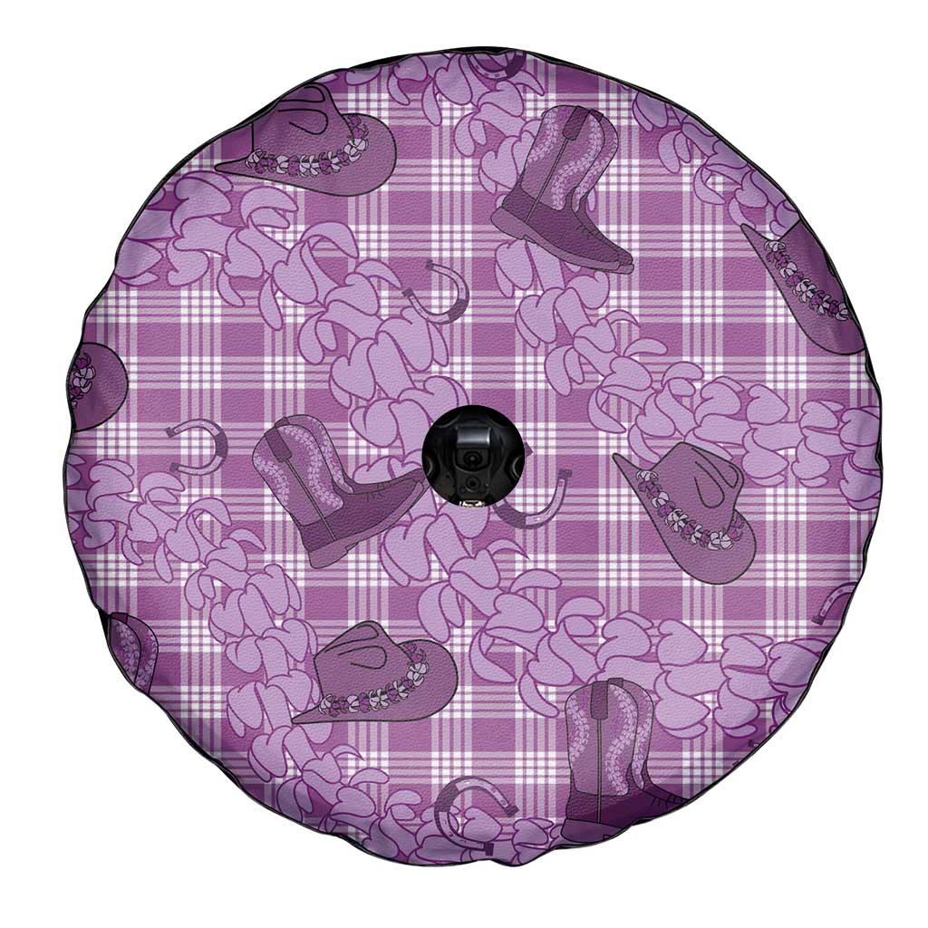 Purple Palaka Hawaii Cowboy Spare Tire Cover Puakenikeni Lei Paniolo Papale Seamless Vibes LT14 - Polynesian Pride