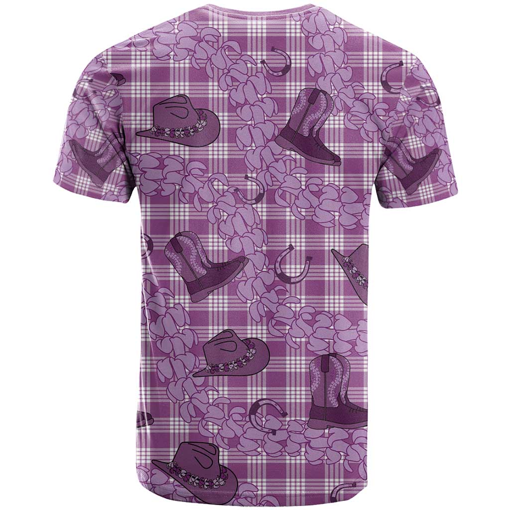 Purple Palaka Hawaii Cowboy T Shirt Puakenikeni Lei Paniolo Papale Seamless Vibes LT14 - Polynesian Pride