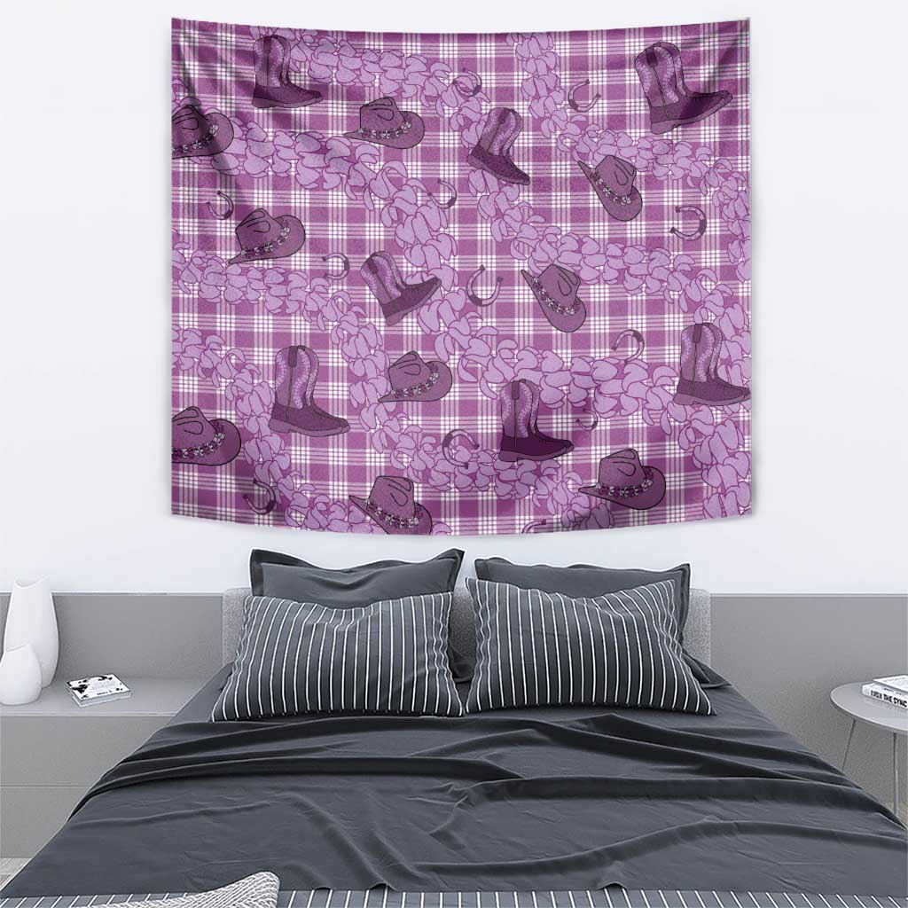 Purple Palaka Hawaii Cowboy Tapestry Puakenikeni Lei Paniolo Papale Seamless Vibes LT14 - Polynesian Pride