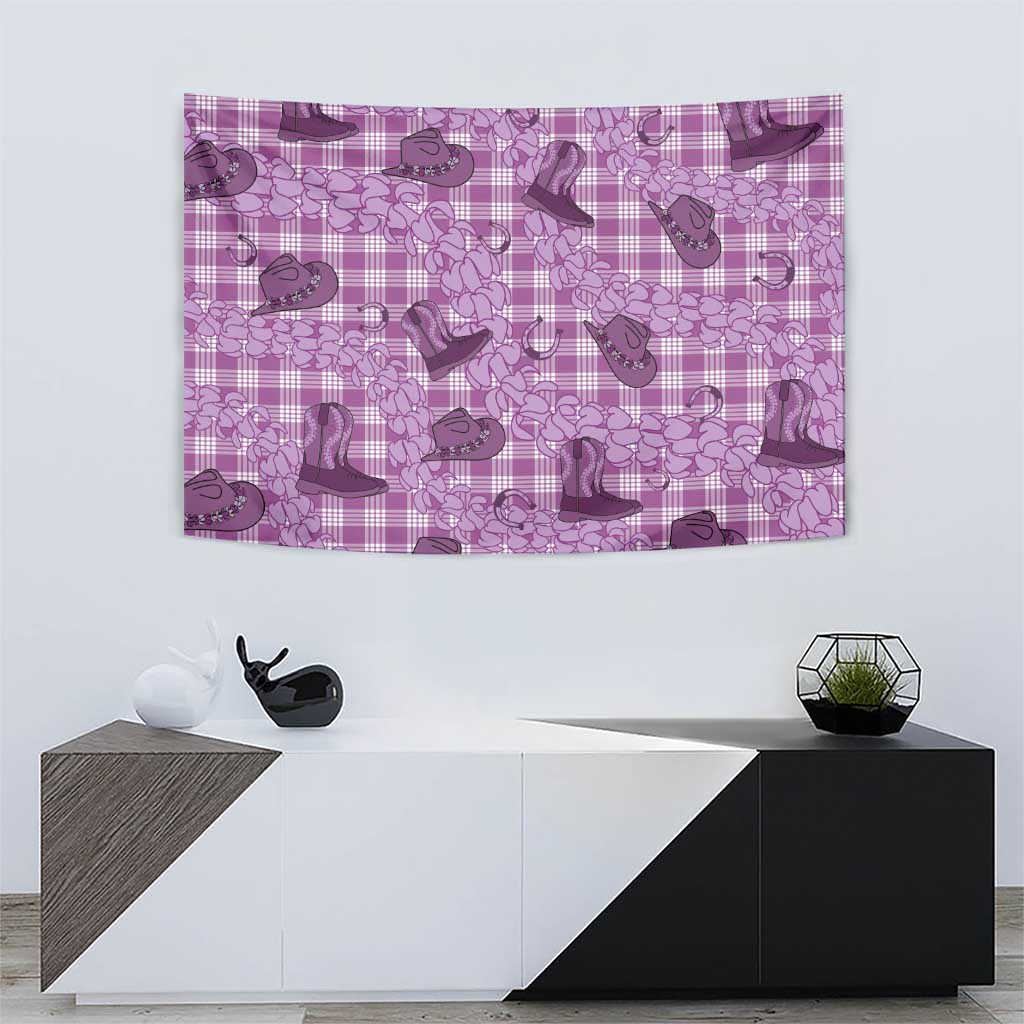 Purple Palaka Hawaii Cowboy Tapestry Puakenikeni Lei Paniolo Papale Seamless Vibes LT14 - Polynesian Pride