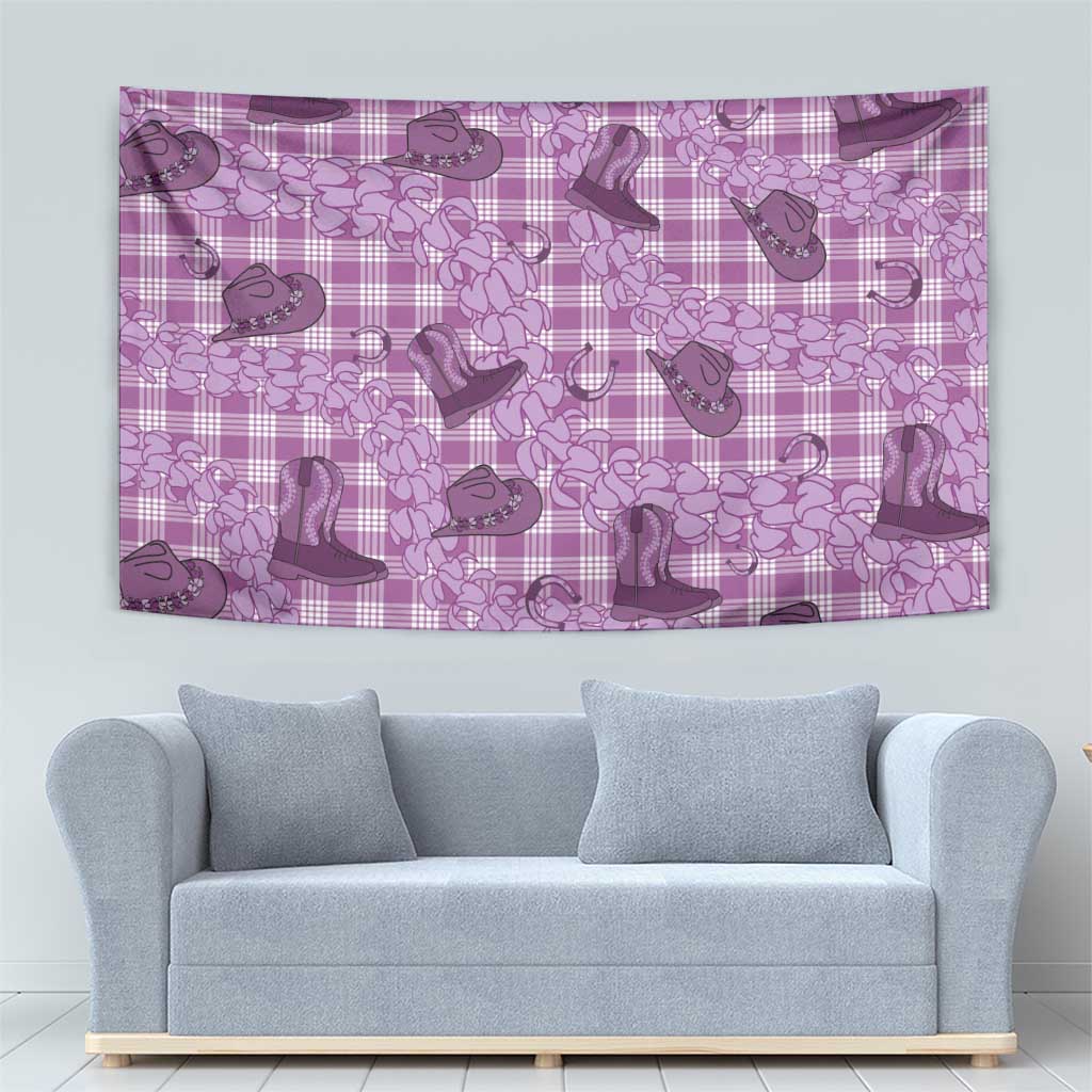 Purple Palaka Hawaii Cowboy Tapestry Puakenikeni Lei Paniolo Papale Seamless Vibes LT14 - Polynesian Pride