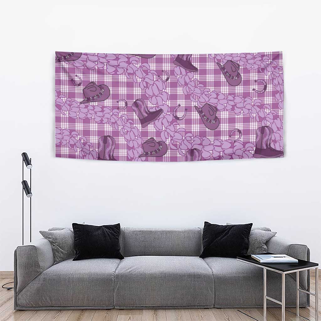 Purple Palaka Hawaii Cowboy Tapestry Puakenikeni Lei Paniolo Papale Seamless Vibes LT14 - Polynesian Pride