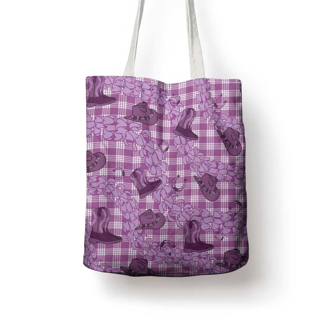 Purple Palaka Hawaii Cowboy Tote Bag Puakenikeni Lei Paniolo Papale Seamless Vibes LT14 - Polynesian Pride