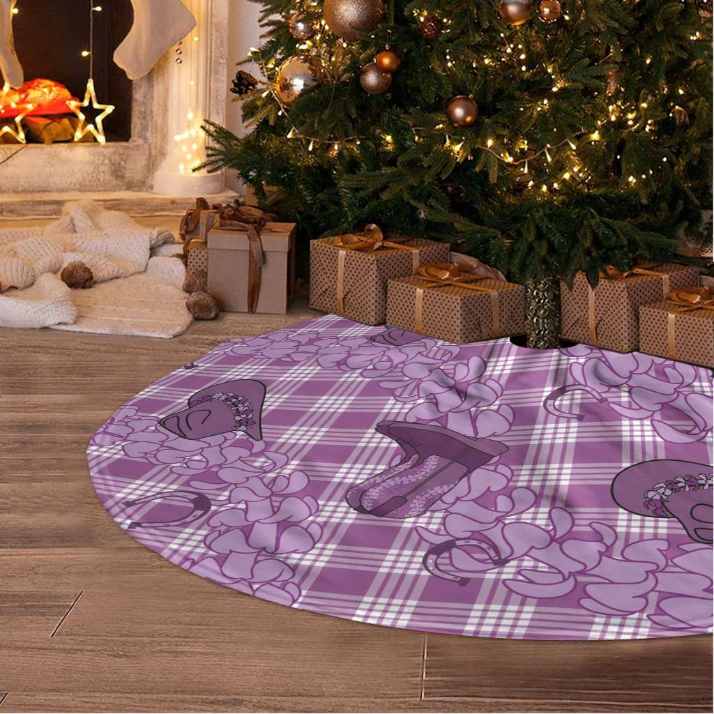Purple Palaka Hawaii Cowboy Tree Skirt Puakenikeni Lei Paniolo Papale Seamless Vibes LT14 - Polynesian Pride