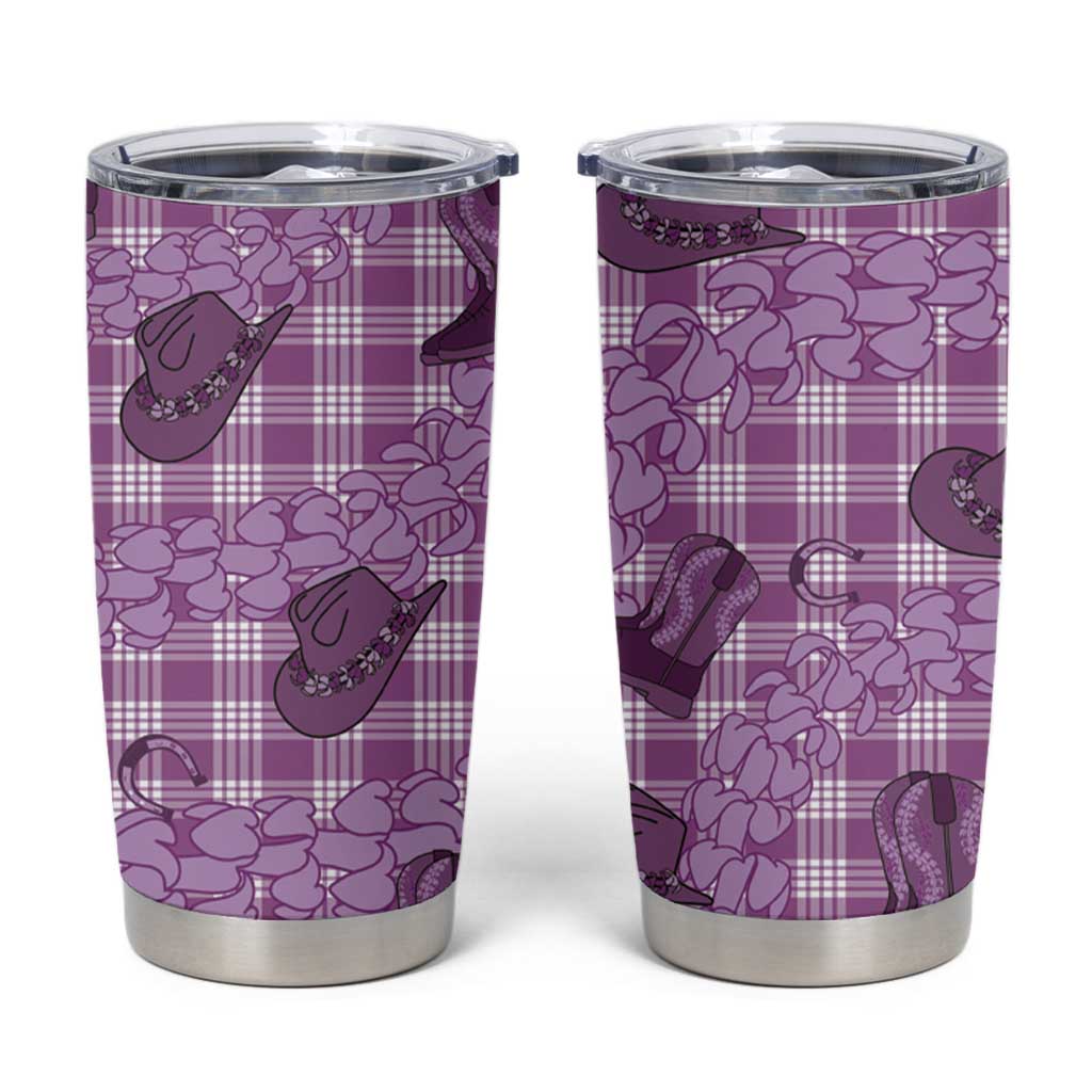Purple Palaka Hawaii Cowboy Tumbler Cup Puakenikeni Lei Paniolo Papale Seamless Vibes LT14 Purple - Polynesian Pride