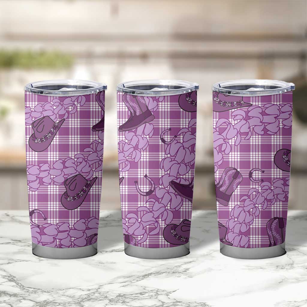 Purple Palaka Hawaii Cowboy Tumbler Cup Puakenikeni Lei Paniolo Papale Seamless Vibes LT14 - Polynesian Pride