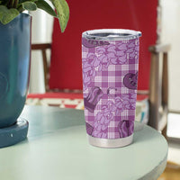 Purple Palaka Hawaii Cowboy Tumbler Cup Puakenikeni Lei Paniolo Papale Seamless Vibes LT14 - Polynesian Pride