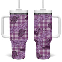 Purple Palaka Hawaii Cowboy Tumbler With Handle Puakenikeni Lei Paniolo Papale Seamless Vibes LT14 One Size: 40 oz Purple - Polynesian Pride