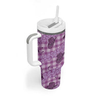 Purple Palaka Hawaii Cowboy Tumbler With Handle Puakenikeni Lei Paniolo Papale Seamless Vibes LT14 - Polynesian Pride