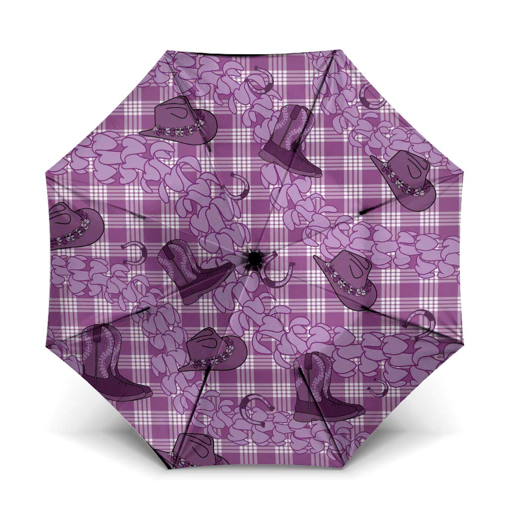 Purple Palaka Hawaii Cowboy Umbrella Puakenikeni Lei Paniolo Papale Seamless Vibes LT14 One Size Folded 11.42 inch Opened Diameter 37.4 inch Purple - Polynesian Pride