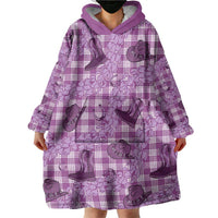 Purple Palaka Hawaii Cowboy Wearable Blanket Hoodie Puakenikeni Lei Paniolo Papale Seamless Vibes LT14 - Polynesian Pride