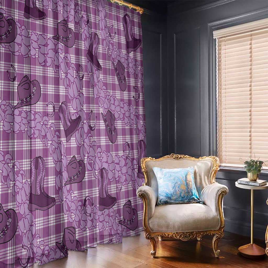 Purple Palaka Hawaii Cowboy Window Curtain Puakenikeni Lei Paniolo Papale Seamless Vibes LT14 - Polynesian Pride
