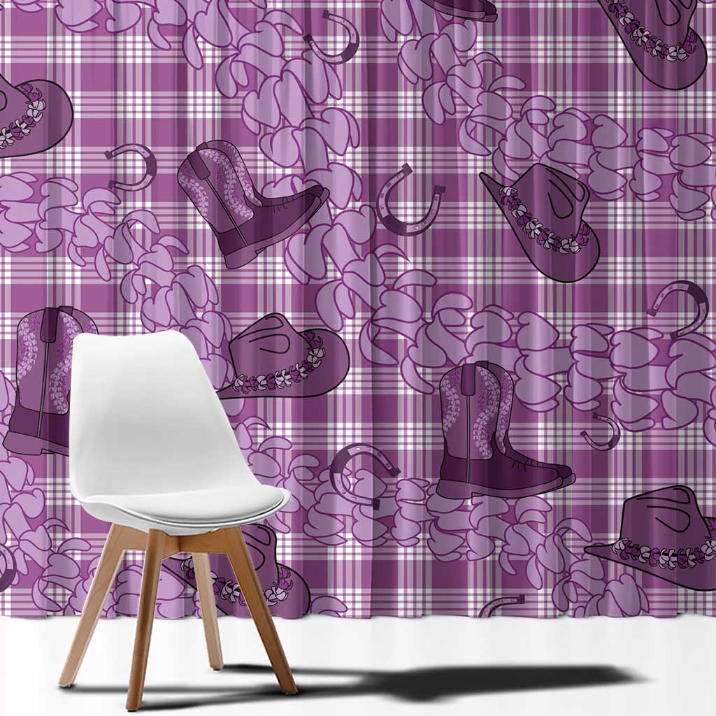 Purple Palaka Hawaii Cowboy Window Curtain Puakenikeni Lei Paniolo Papale Seamless Vibes LT14 - Polynesian Pride