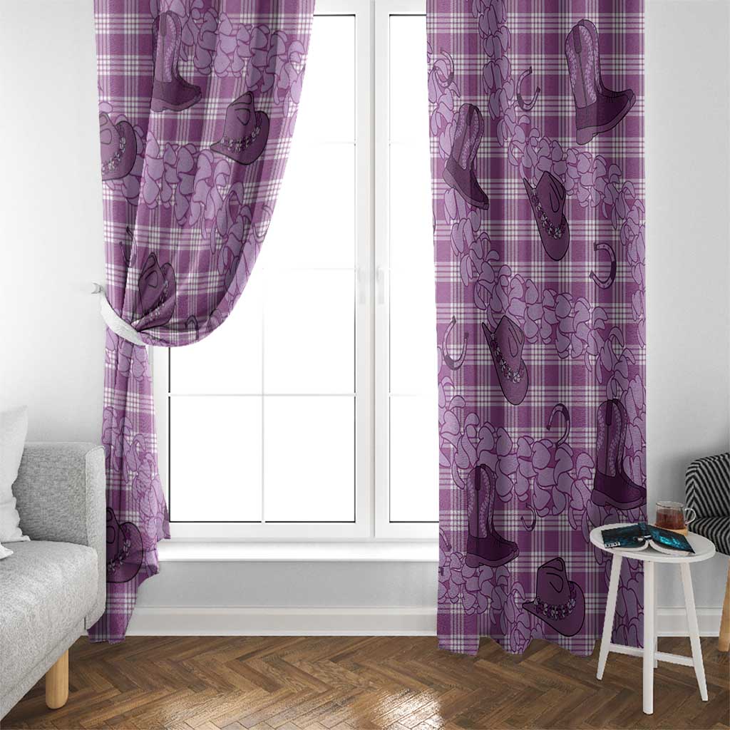 Purple Palaka Hawaii Cowboy Window Curtain Puakenikeni Lei Paniolo Papale Seamless Vibes LT14 - Polynesian Pride